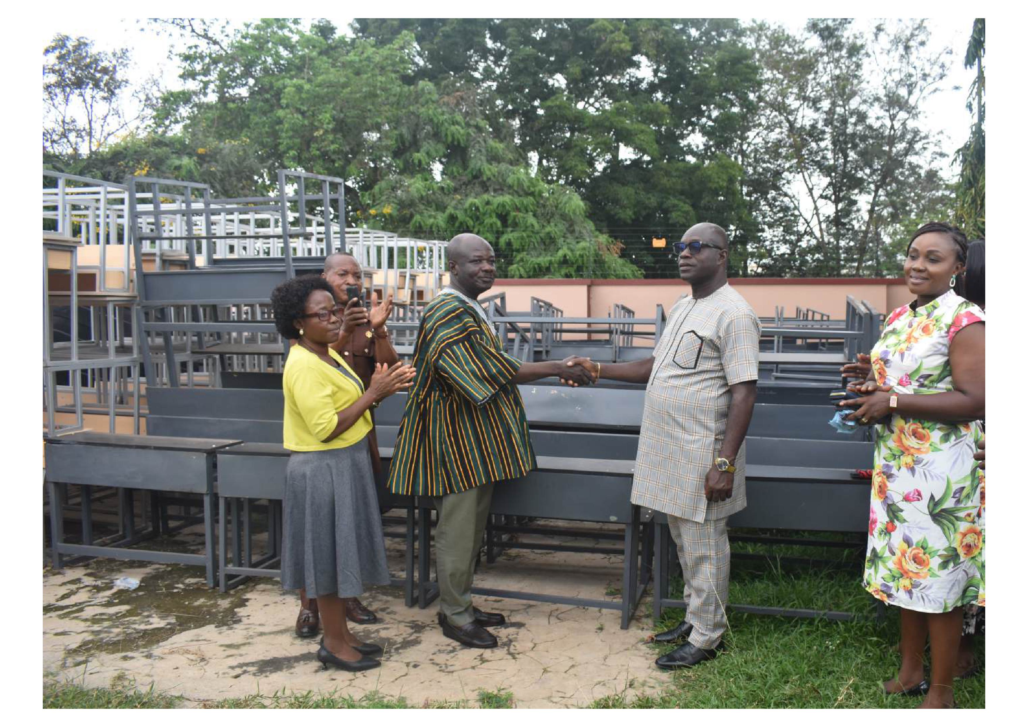 MCE DONATES 700 DUAL CHAIRS TO SCHOOLS IN KWABRE EAST MUNICIPALITY