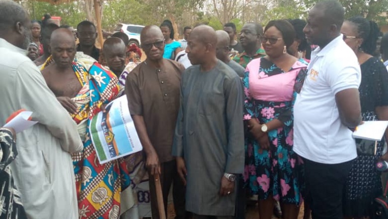 Municipal Chief Executive Cuts Sod for Construction of six unit classroom block at Sakora Wonoo.