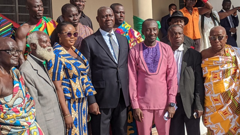 THE CHIEF EXECUTIVE OF KWABRE EAST ASSEMBLY HON.  OPOKU AGYMANG BONSU  TOGETHER WITH HIS LORDSHIP  ANNIN YEBOAH AND HONOURABLE FRANCISCA OTENG MENSAH  OFFICIALLY COMMISSIONED NTONSO COURT HOUSE.