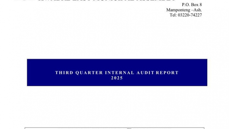 THE 3RD QUARTER INTERNAL AUDIT REPORT FOR KWABRE EAST MUNICIPAL ASSEMBLY ON THE 30TH SEPTEMBER, 2025.