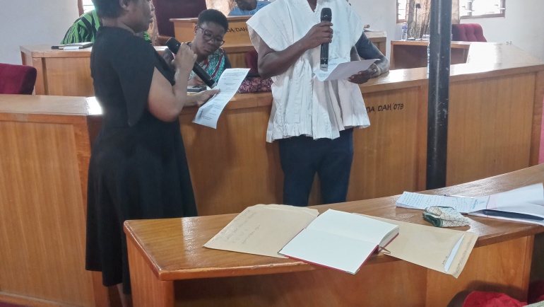 THE ELECTIONS FOR PRESIDING MEMBER POSITION IN THE KWABRE EAST MUNICIPAL ASSEMBLY BY HON. ASSEMBLY MEMBERS ON THE 13TH FEBRUARY 2026 AT THEIR ASSEMBLY HALL.